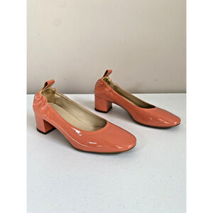 Everlane Italian‎ Coral Patent Leather Day Shoe Block Heel Pump Womens 6.5
